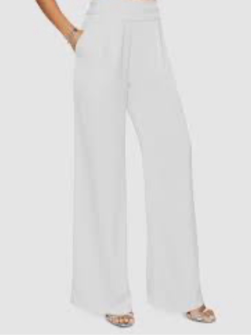 NWT Ramy Brook light beige Wide-Leg White High-Waist Pants